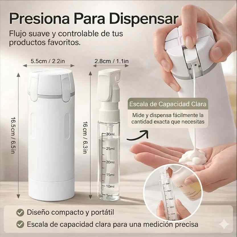 Home Vero Pack 4en1™ | Dispensador de Viaje a Prueba de Fugas para Shampoo, Loción y Gel